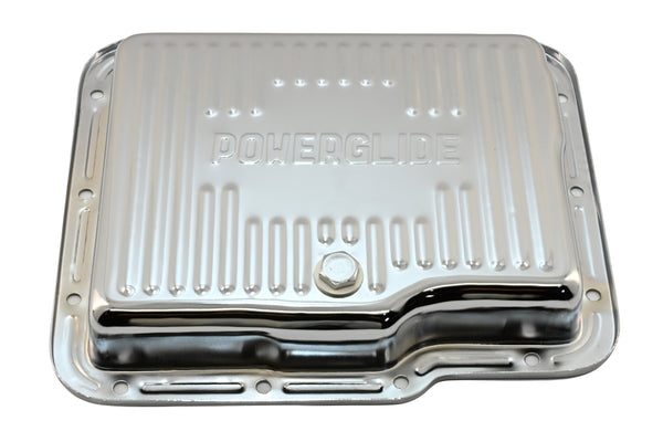 CHEVY-GM POWERGLIDE STEEL TRANSMISSION PAN - CHROME