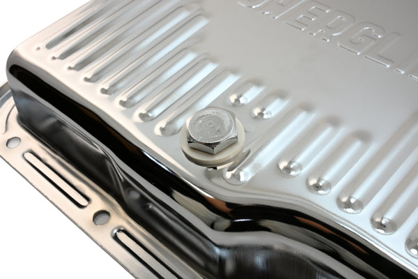 CHEVY-GM POWERGLIDE STEEL TRANSMISSION PAN - CHROME