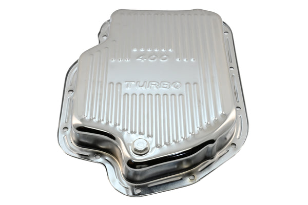 CHEVY-GM TURBO TH-400 STEEL TRANSMISSION PAN - CHROME