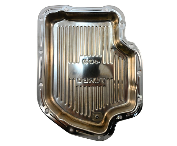 CHEVY-GM TURBO TH-400 STEEL TRANSMISSION PAN - CHROME