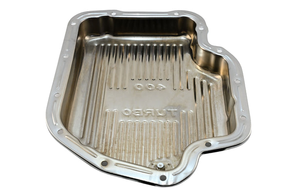 CHEVY-GM TURBO TH-400 STEEL TRANSMISSION PAN - CHROME