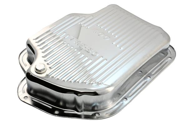 CHEVY-GM TURBO TH-400 STEEL TRANSMISSION PAN (DEEP SUMP) - CHROME
