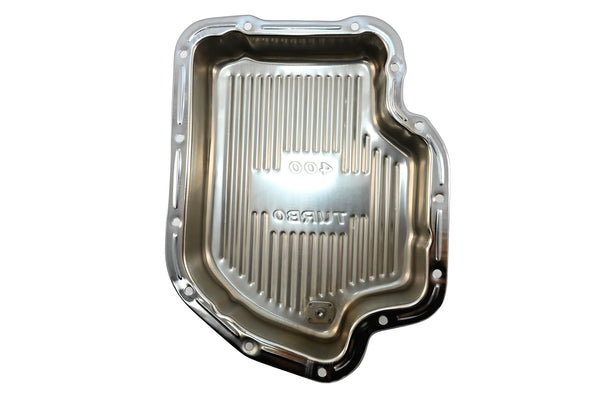 CHEVY-GM TURBO TH-400 STEEL TRANSMISSION PAN (DEEP SUMP) - CHROME