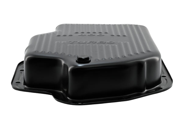 CHEVY-GM TURBO TH-400 STEEL TRANSMISSION PAN (DEEP SUMP) - BLACK