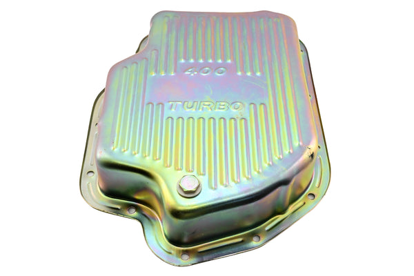 CHEVY-GM TURBO TH-400 STEEL TRANSMISSION PAN (DEEP SUMP) - ZINC
