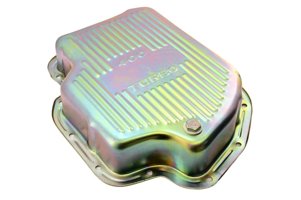 CHEVY-GM TURBO TH-400 STEEL TRANSMISSION PAN (DEEP SUMP) - ZINC