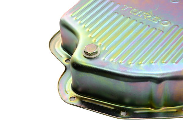 CHEVY-GM TURBO TH-400 STEEL TRANSMISSION PAN (DEEP SUMP) - ZINC