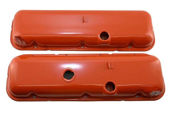 1965-72 CHEVY BIG BLOCK 396-427-454 SHORT OEM STYLE STEEL VALVE COVERS - ORANGE