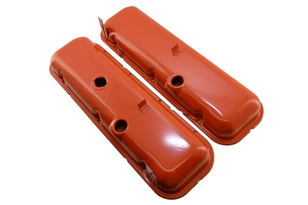 1965-72 CHEVY BIG BLOCK 396-427-454 SHORT OEM STYLE STEEL VALVE COVERS - ORANGE
