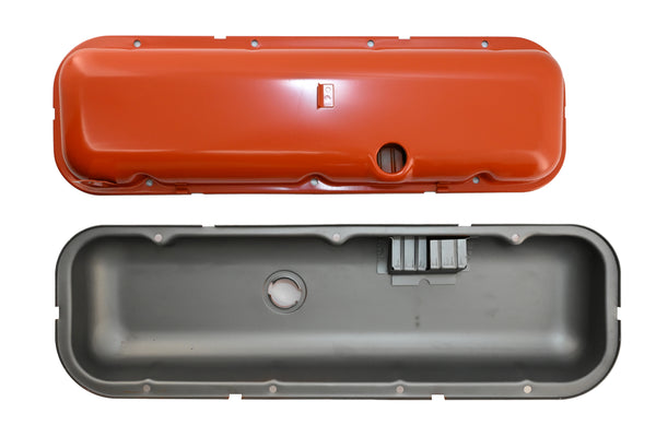 1965-72 CHEVY BIG BLOCK 396-427-454 SHORT OEM STYLE STEEL VALVE COVERS - ORANGE