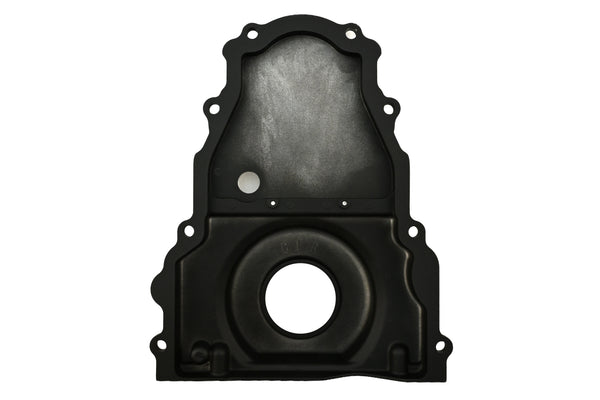 Aluminum Chevy LS Two Piece Timing Chain Cover With Cam Sensor Hole Fits LS Engines Up To Gen 4 – Black