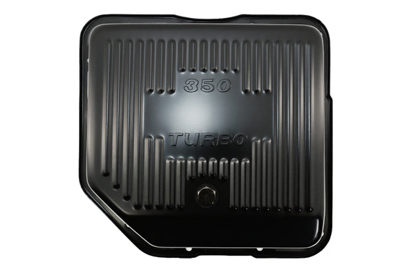CHEVY-GM TURBO TH-350 STEEL TRANSMISSION PAN - BLACK