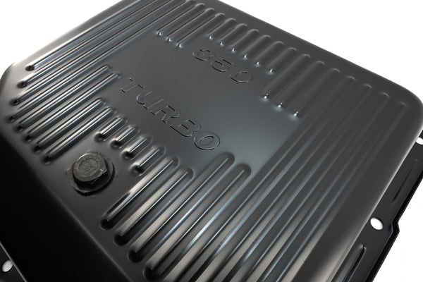 CHEVY-GM TURBO TH-350 STEEL TRANSMISSION PAN - BLACK