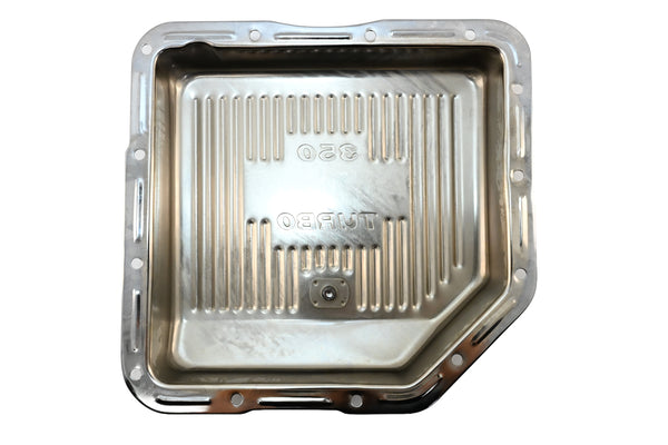 CHEVY-GM TURBO TH-350 STEEL TRANSMISSION PAN - CHROME