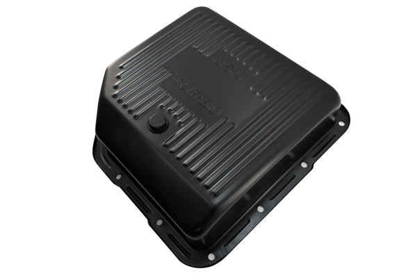 CHEVY-GM TURBO TH-350 STEEL TRANSMISSION PAN (DEEP SUMP) - BLACK