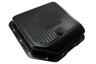 Steel Transmission Pan – Fits Chevy/GM TH-350 Turbo – Deep Sump – Stamped "350 Turbo" Logo – Black