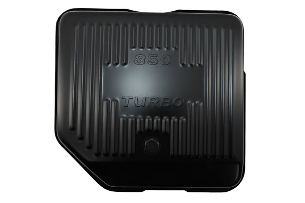 CHEVY-GM TURBO TH-350 STEEL TRANSMISSION PAN (DEEP SUMP) - BLACK