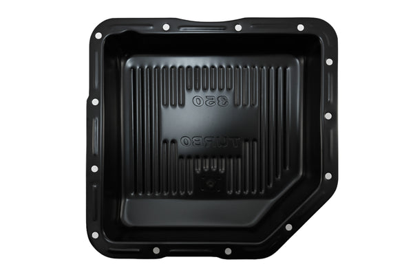 CHEVY-GM TURBO TH-350 STEEL TRANSMISSION PAN (DEEP SUMP) - BLACK