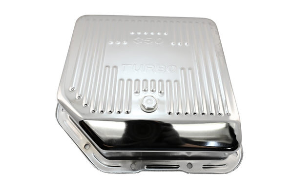 CHEVY-GM TURBO TH-350 STEEL TRANSMISSION PAN (DEEP SUMP) - CHROME