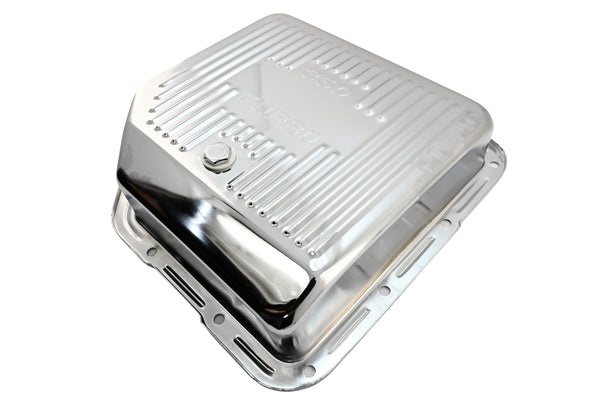 CHEVY-GM TURBO TH-350 STEEL TRANSMISSION PAN (DEEP SUMP) - CHROME
