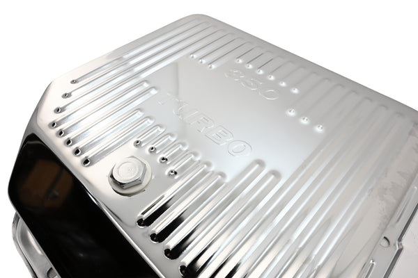 CHEVY-GM TURBO TH-350 STEEL TRANSMISSION PAN (DEEP SUMP) - CHROME