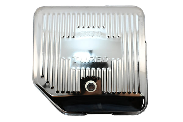 CHEVY-GM TURBO TH-350 STEEL TRANSMISSION PAN (DEEP SUMP) - CHROME