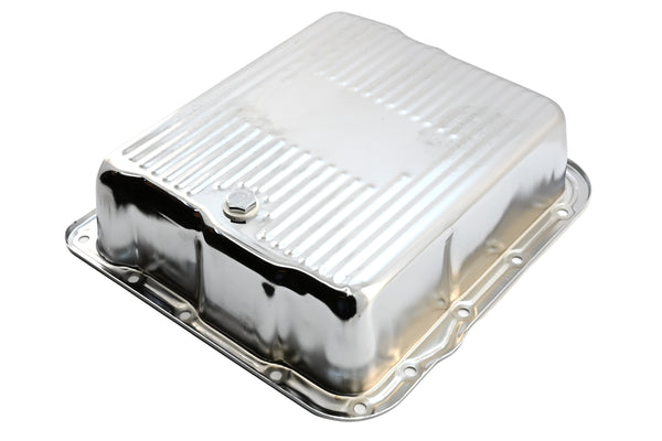 CHEVY-GM 700R4-4L60E-4L65E STEEL TRANSMISSION PAN (DEEP SUMP) - CHROME