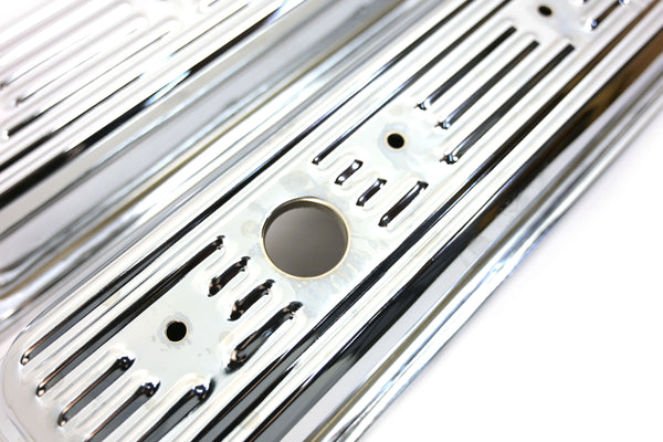 Steel Valve Covers – Fits 1987–2000 Chevy/GMC 5.0L & 5.7L SBC – Ball Milled Center Bolt – Chrome