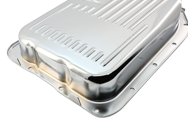 STEEL CHEVY/GM 4L80 4L80E 4L85E TRANSMISSION PAN - CHROME