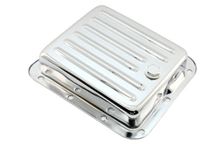 Steel Transmission Pan Fits Ford C4 – Stock Capacity – Case Fill Style – Chrome