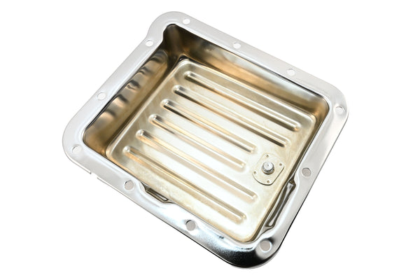 FORD C4 STEEL TRANSMISSION PAN (CASE FILL STYLE) - CHROME