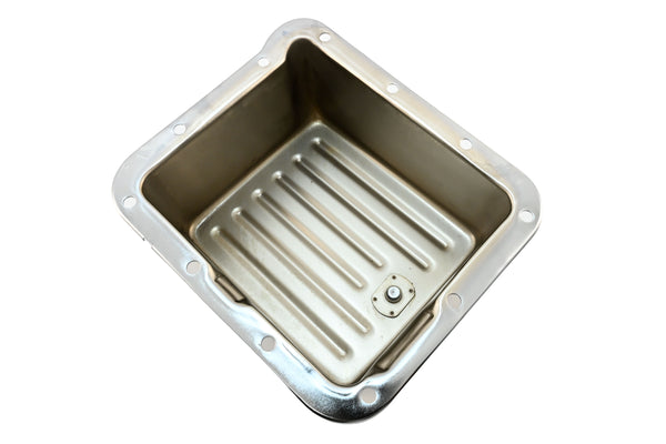 Steel Transmission Pan Fits Ford C4 – Deep Sump – Case Fill Style – Chrome