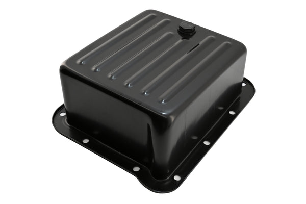 FORD C4 STEEL TRANSMISSION PAN (CASE FILL STYLE) (DEEP SUMP) - BLACK