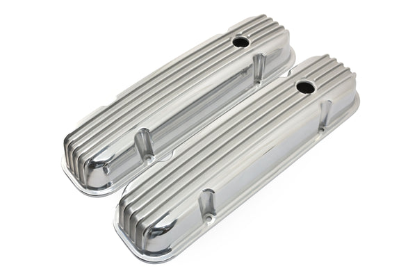 PONTIAC 326-455 POLISHED ALUMINUM VALVE COVERS - FINNED