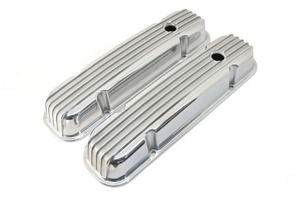 PONTIAC 326-455 POLISHED ALUMINUM VALVE COVERS - FINNED