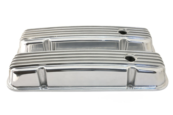 PONTIAC 326-455 POLISHED ALUMINUM VALVE COVERS - FINNED
