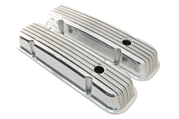 PONTIAC 326-455 POLISHED ALUMINUM VALVE COVERS - FINNED