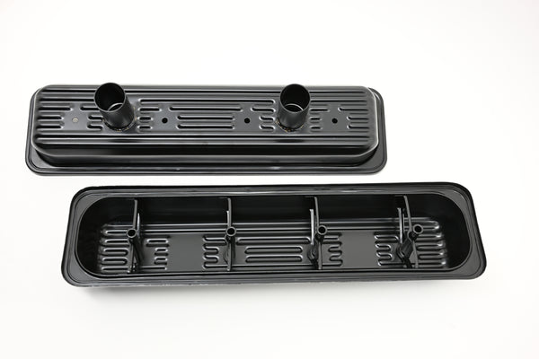 STEEL 1987-2000 CHEVY SB 5.0L 305 5.7L 350 CIRCLE TRACK RACING CENTER BOLT VALVE COVERS - BLACK