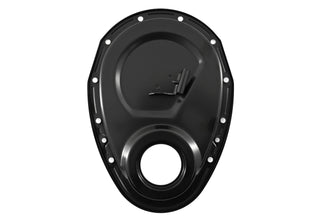 Steel 1955–95 Chevy SB 283–305–327–350–400 Timing Chain Cover with Timing Tab - Black