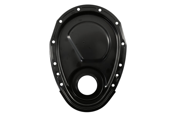 Steel 1955–95 Chevy SB 283–305–327–350–400 Timing Chain Cover with Timing Tab - Black