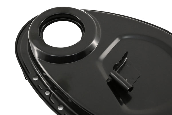 Steel 1955–95 Chevy SB 283–305–327–350–400 Timing Chain Cover with Timing Tab - Black