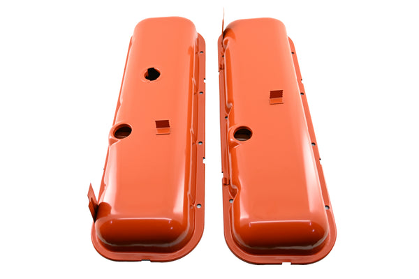 Steel Valve Covers Fits 1965-72 Big Block Chevy 396 427 454 Short w/ Dripper Rails - Orange