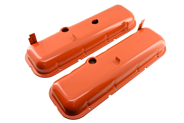 Steel Valve Covers Fits 1965-72 Big Block Chevy 396 427 454 Short w/ Dripper Rails - Orange