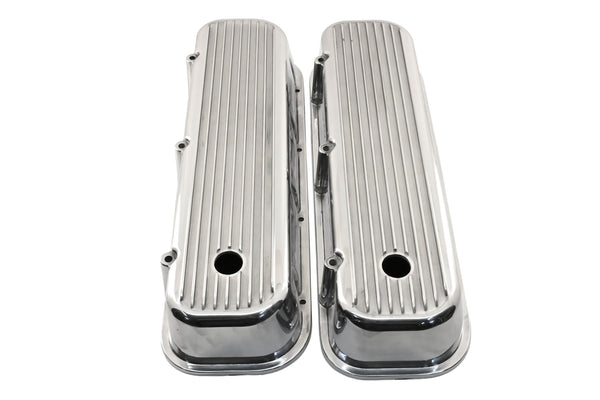 Aluminum Valve Covers with Bolt Kit Fits 1965–1995 Big Block Chevy BBC 396–502 – Tall – Finned – Polished