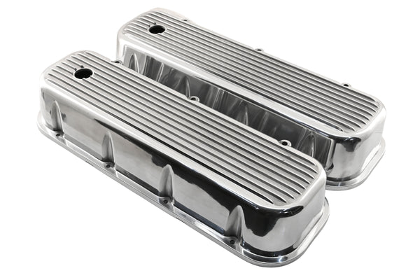Aluminum Valve Covers with Bolt Kit Fits 1965–1995 Big Block Chevy BBC 396–502 – Tall – Finned – Polished