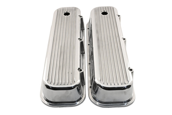 Aluminum Valve Covers with Bolt Kit Fits 1965–1995 Big Block Chevy BBC 396–502 – Tall – Finned – Polished
