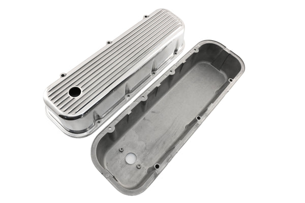Aluminum Valve Covers with Bolt Kit Fits 1965–1995 Big Block Chevy BBC 396–502 – Tall – Finned – Polished