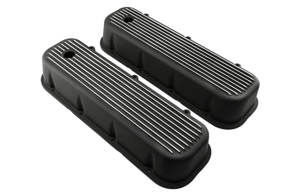 Aluminum Valve Covers with Bolt Kit Fits 1965–1995 Big Block Chevy BBC 396–502 – Tall – Finned – Black