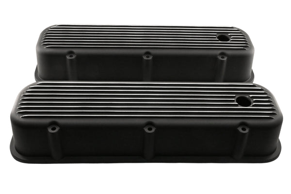 Aluminum Valve Covers with Bolt Kit Fits 1965–1995 Big Block Chevy BBC 396–502 – Tall – Finned – Black