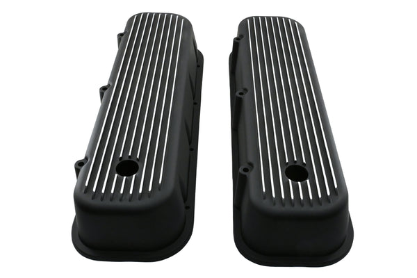 Aluminum Valve Covers with Bolt Kit Fits 1965–1995 Big Block Chevy BBC 396–502 – Tall – Finned – Black